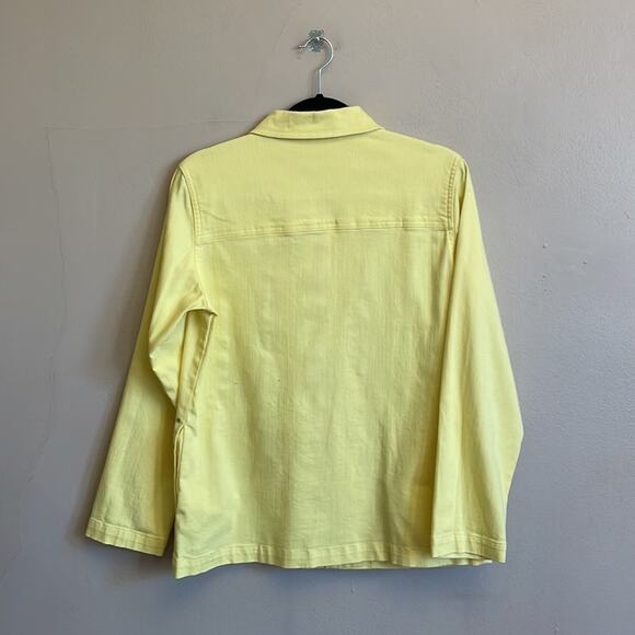 Quacker Factory XS yellow denim jacket silver rhinestone sparkle shine - Picture 5 of 7